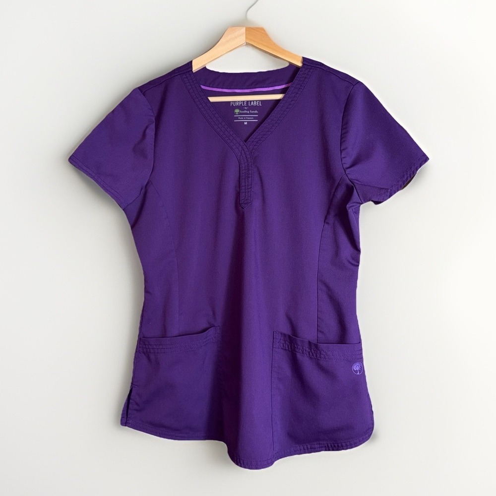 Healing Hands Purple Label Jane Scrub Top Women's 2-Pocket Size M Eggplant